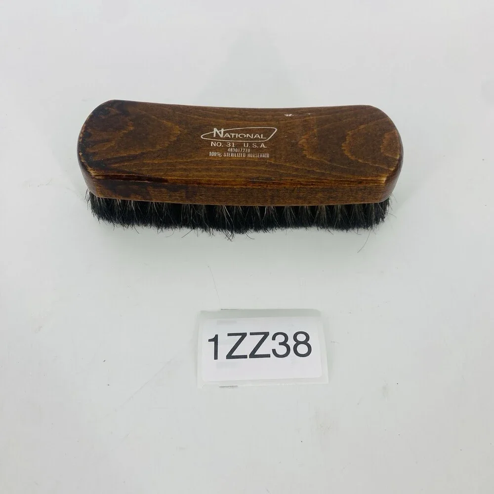 Vintage National No 31 Sterilized Horsehair Brush Dark Wood USA Made Shoe Shine